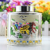 洋品多俄罗斯茶叶罐 大号彩漆三套车图案茶叶罐 调料罐