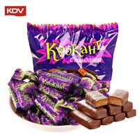 洋品多俄罗斯进口KDV紫皮糖500g巧克力喜糖办公扁桃仁夹心糖果包邮
